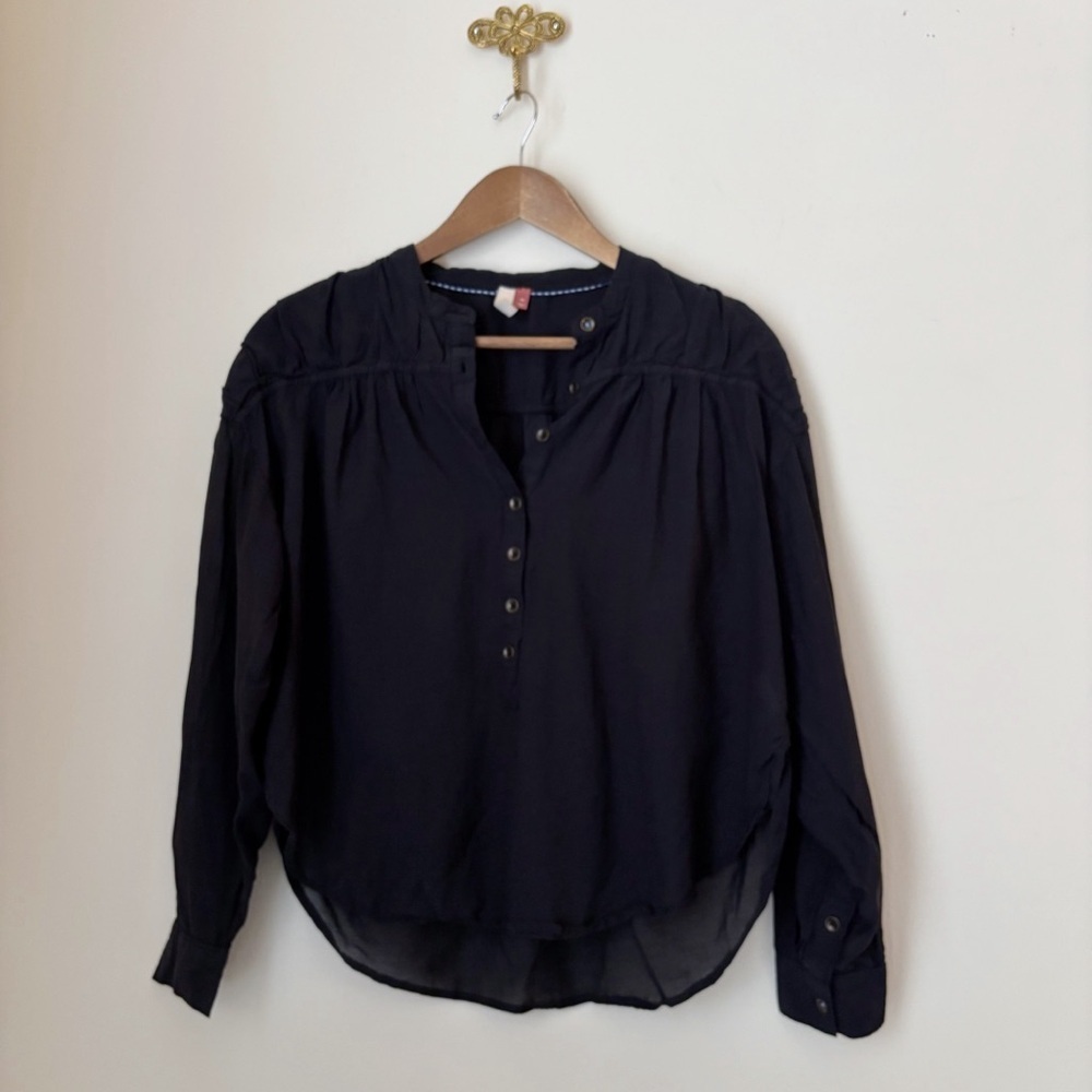 Pilcro Black Henley Popover Top XS Anthropologie